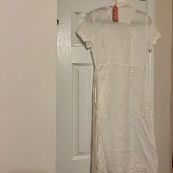 Quince White Linen Midi Dress with Belt Size XS Perfect for Summer - Picture 5 of 5
